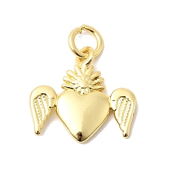 Золотой Латунные подвески, чары священного сердца, долговечный, без кадмия и без свинца, с целью перехода в кольце, золотые, 14x15x2 мм, отверстие : 3 мм