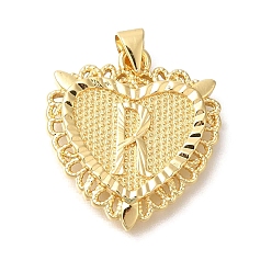 Letter R Стойки обшивки латунные подвески, без кадмия и без свинца, сердце с подвесками в виде буквы az, Буква R, 24x22x3 мм, отверстие : 5x3.5 мм