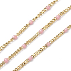 Pink Ионное покрытие (ip) 304 эмалированные цепи из нержавеющей стали, с катушкой, пайки, граненые, розовые, 2.5x2x0.8 мм, 32.80 футов / рулон (10 м / рулон)