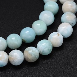 Larimar Natural Larimar Round Beads Strands, Grade A, 9~10mm, Hole: 1mm, about 40pcs/strand, 16 inch