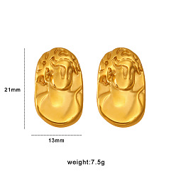 Oval 304 из нержавеющей стали серьги, золотые, овальные, 21x13 мм