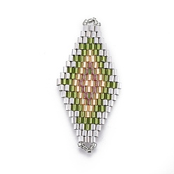 Разноцветный Японский бисер miyuki & toho ручной работы ссылки, Ткацкий станок, ромб, красочный, 43~44.1x19.4~20.2x1.6~1.8 мм, отверстие : 1.6~1.8 мм