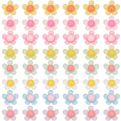 (52) Непрозрачная лаванда 64шт 8 цветные кабошоны из полупрозрачной смолы, цветок, разноцветные, 19.5~20x7 мм, 8 шт / цвет