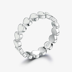 Белый Платиновое родиевое покрытие 925 серебряные кольца на палец в форме сердца, с эмалью, белые, внутренний диаметр: 16 мм