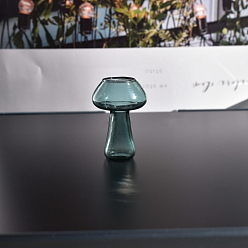 чирок Мини стеклянная ваза в форме гриба, аксессуары для домашнего кукольного домика с микро-ландшафтом, притворяясь опорными украшениями, зелено-синие, 25x40 мм