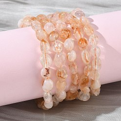 Цитрин Браслеты из натуральных бусин цитрина для женщин, нангеты, бусины : 8~11x6~8x5~7 мм, внутренний диаметр: 1.93~2.13 дюйм (4.9~5.4 см)