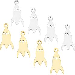 Золотой & Цвет Нержавеющей Стали 201 подвески из нержавеющей стали для лазерной резки, ракета, золотые и нержавеющая сталь цвет, 18x8x1 мм, отверстие : 1.5 мм, 12 шт / коробка