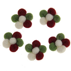 Olive Drab Handmade Wool Felt Woven Costume Accessories, Flower, Olive Drab, 33~35mm