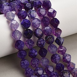 Pourpre Brins de perles d'agate naturelle (teintes et chauffées), facette, étoiles coupées perles rondes, pourpre, 10x9.5mm, Trou: 1.2mm, Environ 37 pcs/chapelet, 14.57'' (37 cm)