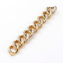 Golden Handgefertigte ccb kunststoffkanten, mit Strass-Kristall, ungeschweißte, golden, Link: 25x20x6 mm, 39.37 Zoll (1 m)/Strang