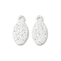 925 Sterling Silver Plated Brass Charms, Oval Charms, 925 Sterling Silver Plated, 9x4x0.6mm, Hole: 1mm