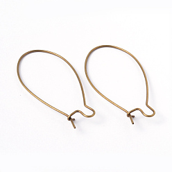 Antik Bronze Messing Creolen Erkenntnisse Niere Ohr Drähte, Antik Bronze Farbe, Bleifrei, Cadmiumfrei und Nickel frei, Antik Bronze, 18 Messgerät, 43x20x1 mm