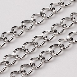 Stainless Steel Color 304 Stainless Steel Twisted Chains Curb Chain, Soldered, Stainless Steel Color, 4x3x0.6mm