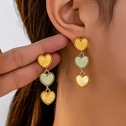 Шампанско-Желтый Серьги-гвоздики в форме сердца из цинкового сплава и акрила, шампанское желтый, 43x12 мм