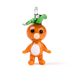 Темно-Оранжевый Кулоны ручной работы в виде мультяшных редисок, выполненные методом лэмпворка., темно-оранжевый, 36.5~39.5x19~19.5x15.5~17.5 мм, отверстие : 2.8~3.2x2.8~3.2 мм