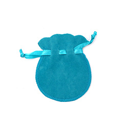 Темно-бирюзовый Бархатные сумки для хранения, мешочки для упаковки на шнурке, круглые, темные бирюзовый, 9.5x8 см