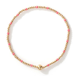 Ярко-Розовый Браслеты из стеклянных бусин и бусин CCB, составные браслеты для женщин, ярко-розовый, 7-7/8 дюйм (20 см), внутренний диаметр: 6-1/2 дюйм (16.5 см)