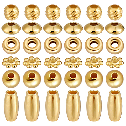 Настоящее золото 24K 36шт. 6 стили 925 бусины из стерлингового серебра разных форм, реальный 24 k позолоченный, 3~6x1.2~3 мм, отверстие : 0.8~1.8 мм, 6 шт / стиль