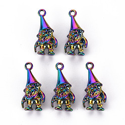 Rainbow Color Подвески из сплава , без кадмия, без никеля и без свинца, Дед Мороз, Радуга цветов, 22.5x11x7 мм, отверстие : 1.6 мм