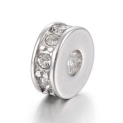 Нержавеющая Сталь Цвет 304 из нержавеющей стали шарик прокладки, со стразами, плоско-круглые, цвет нержавеющей стали, 7x3 мм, отверстие : 2.5 мм