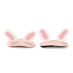Pink Iron Snap Hair Clips, with Polyester Thread, Rabbit Ear, Pink, 61x25x37mm