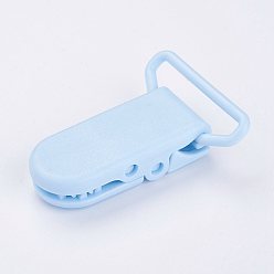 Pale Turquoise Eco-Friendly Plastic Baby Pacifier Holder Clip, Pale Turquoise, 43x31x9mm