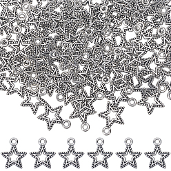 Античное Серебро 100 шт. Подвески из сплава в тибетском стиле, звезда, античное серебро, 18x15x2 мм, отверстие : 2 мм