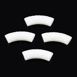 Белый Запекание окрашенных акриловых трубчатых бусин, изогнутая трубка, радужный, граненые, белые, 32x12x9.5 мм, отверстие : 2 мм