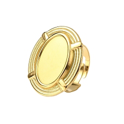 Настоящее золото 18K 304 компоненты манжетного кольца из нержавеющей стали, Настройки колодки кольцо, овальные, ионное покрытие (ip), реальный 18 k позолоченный, лоток : 18.5x12.5 мм, размер США 8 1/2 (18.5 мм)