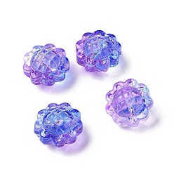 Blue Transparent Spray Painted Glass Beads, Sunflower, Blue, 15x10mm, Hole: 1.2mm