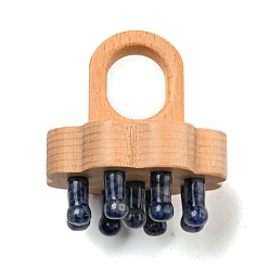 (306FM) Жонкиль матовый с лаймовой подкладкой Натуральный массажер для кожи головы из яшмы с голубыми пятнами, гребешок для кожи головы с деревянной головкой, инструмент для расслабляющего массажа головы от стресса, цветка сливы, 65x56x56 мм