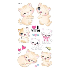 Beige Cartoon Cat Pattern Removable Temporary Tattoos Paper Stickers, Beige, 10.5x6cm