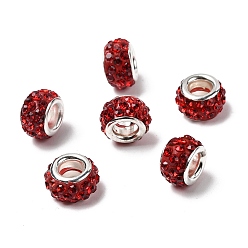 Гиацинт Горный хрусталь из полимерной глины европейские бусины с большим отверстием, рондель, гиацинт, 11~12x7~7.5 мм, отверстие : 5 мм