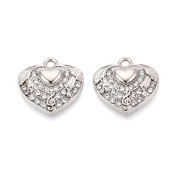 Pink Подвески из сплава и страза, подвески в виде сердца с музыкальной нотой, розовые, 17.5x18x3 мм, отверстие : 1.8 мм