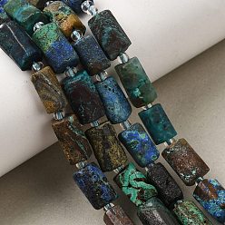 Chrysocolla Natural Chrysocolla Beads Strands, Column, Faceted, with Seed Beads, 10.5~12.5x7~7.5mm, Hole: 1mm, about 14~15pcs/strand, 7.48''~7.89''(19~20.05cm)