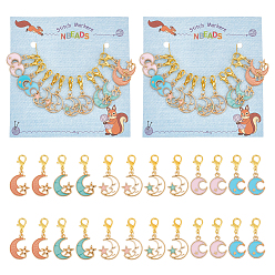 (52) Непрозрачная лаванда Маркеры для подвески «луна со звездой», подвески из сплава эмали крючком с застежкой-лобстером, маркер с замком и кольцом с подвеской в виде винного бокала, разноцветные, 2.8~3.2 см, 6 стиль, 2 шт / стиль, 12 шт / комплект, 2 комплектов / коробка