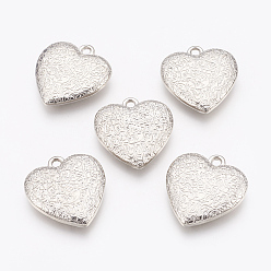 Platinum CCB Plastic Pendants, Heart with Flower, Platinum, 32.5x30x7mm, Hole: 3mm