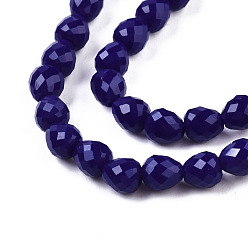 Mixed Color Opaque Solid Color Glass Beads Strands, Faceted, Teardrop, Mixed Color, 4.5~5x4x4mm, Hole: 1mm, about 97~101pcs/strand, 16.54~18.5 inch(42~47cm)