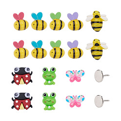 (52) Непрозрачная лаванда Комплекты для изготовления сережек, в том числе 48 шт 8 кабошоны из полимерной смолы и 50 железные гвозди с плоской головкой, платина, разноцветные, кабошоны: 6 шт / стиль