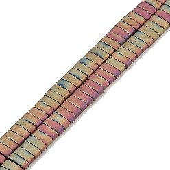 (966) Внутренний цвет Кристалл / Лиловато-лиловый на подкладке Гальванические нити матовых немагнитных синтетических гематитовых бусин, прямоугольные, 2-луночное, с покрытием цвета радуги, 5x2x2 мм, отверстие : 0.8 мм, около 193 шт / нитка, 8.27 дюйм (21 см)