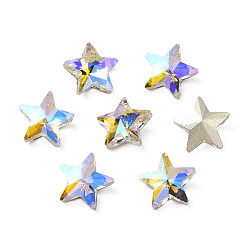 Лиловый Стеклянные стразы кабошоны, ногтей декоративные аксессуары, граненые, звезда, сирень, 7.5x8x3.5 мм