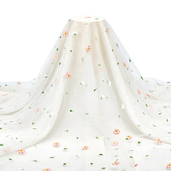 Blanc Tissu à fleurs en organza de polyester, pour accessoires de vêtement, blanc, 2000x1600x0.2mm