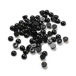 Black Onyx Natural Black Onyx(Dyed & Heated) Cabochons, Half Round, 2x1mm