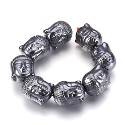 Original Color Non-magnetic Synthetic Hematite Bead Strands, Buddha, Original Color, 25x20x18~19mm, Hole: 2mm, about 8pcs/strand, 7.8 inch(20cm)