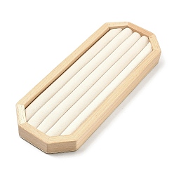 пшеница Деревянные подносы-органайзеры для колец с бархатной внутренней отделкой, прямоугольник восьмиугольник, цвет пшеницы, 24x9.2x2.25 см
