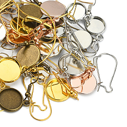 (52) Непрозрачная лаванда 75 шт. Железные крючки для сережек, провод уха, с плоской круглой оправой для кабошона, разноцветные, лоток : 10~35 мм