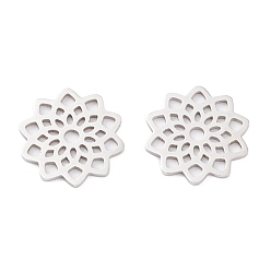 Нержавеющая Сталь Цвет Не тускнеющие 201 подвески из нержавеющей стали, лазерная резка, ручная полировка, цветок, цвет нержавеющей стали, 16x16x1 мм, отверстие : 2 мм
