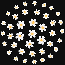 Белый 100 шт 3 стили кабошоны из непрозрачной смолы, цветок, белые, 16~31x18~34x6~10 мм