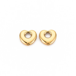 Настоящее золото 14K Ионное покрытие (ip) 304 брелоки из нержавеющей стали, сердце, реальный 14 k позолоченный, 12x12x3 мм, отверстие : 4 мм