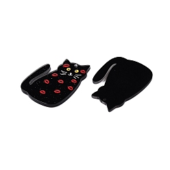 Черный Печатные акриловые подвески, формы кошек с отпечатком губ, чёрные, 38.5x30x2.5 мм, отверстие : 1.6 мм